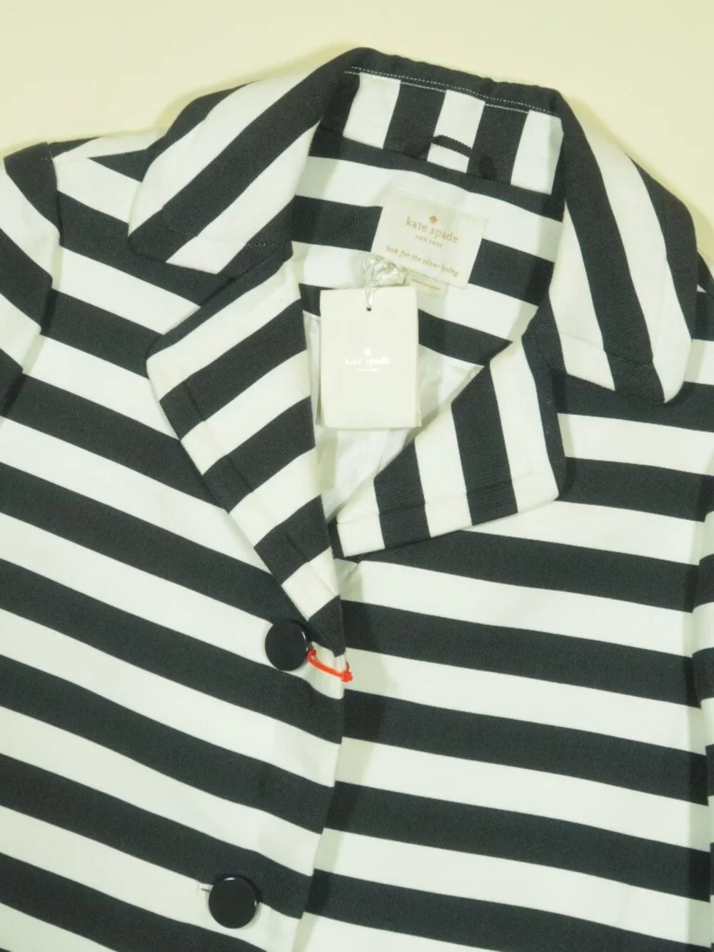 Kate Spade New York Landon Jacket Womens 10 Black White Striped New